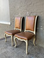GOODWOOD Pair of French Provencial Leather Side Chairs